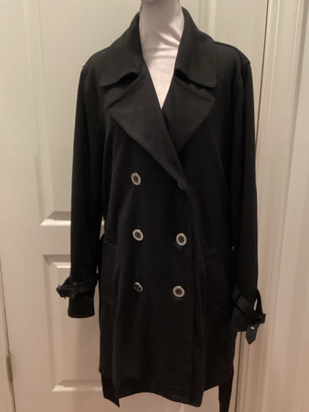 Michael Kors Black Double-Breasted Knee-Length Trench Coat